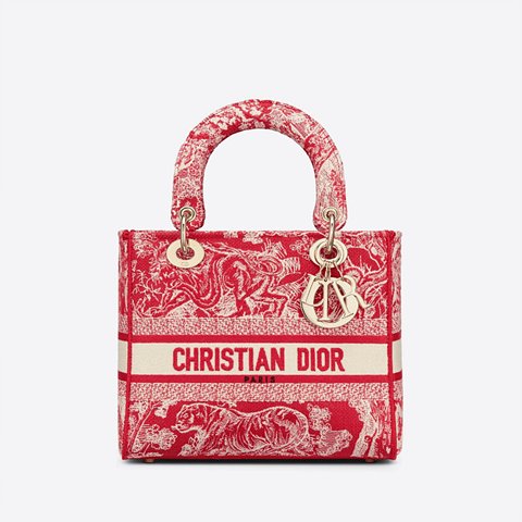 [Premium] DIOR 디올 LADY D-LITE 미디엄백 red M0565ORGO_M929