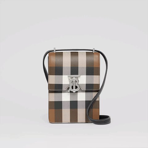 [Premium] BURBERRY 버버리 체크 프린트 레더 로빈 백 80357791