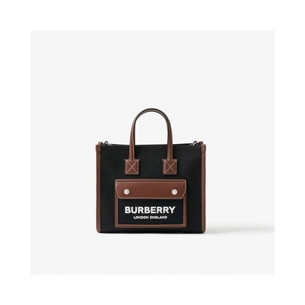 [Premium] BURBERRY 버버리 투톤 캔버스 레더 미니 프레야 토트백 80557491-레플리카 사이트 쇼핑몰 RSMALL