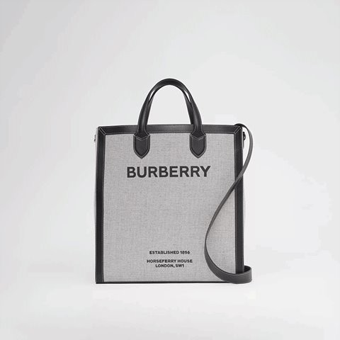 [Premium] BURBERRY 버버리 호스페리 프린트 캔버스 레더 토트 80379361