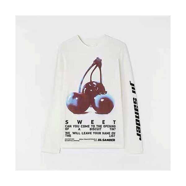 Jil Sander 화이트 프린트 티셔츠 S-L-레플리카 사이트 쇼핑몰 RSMALL